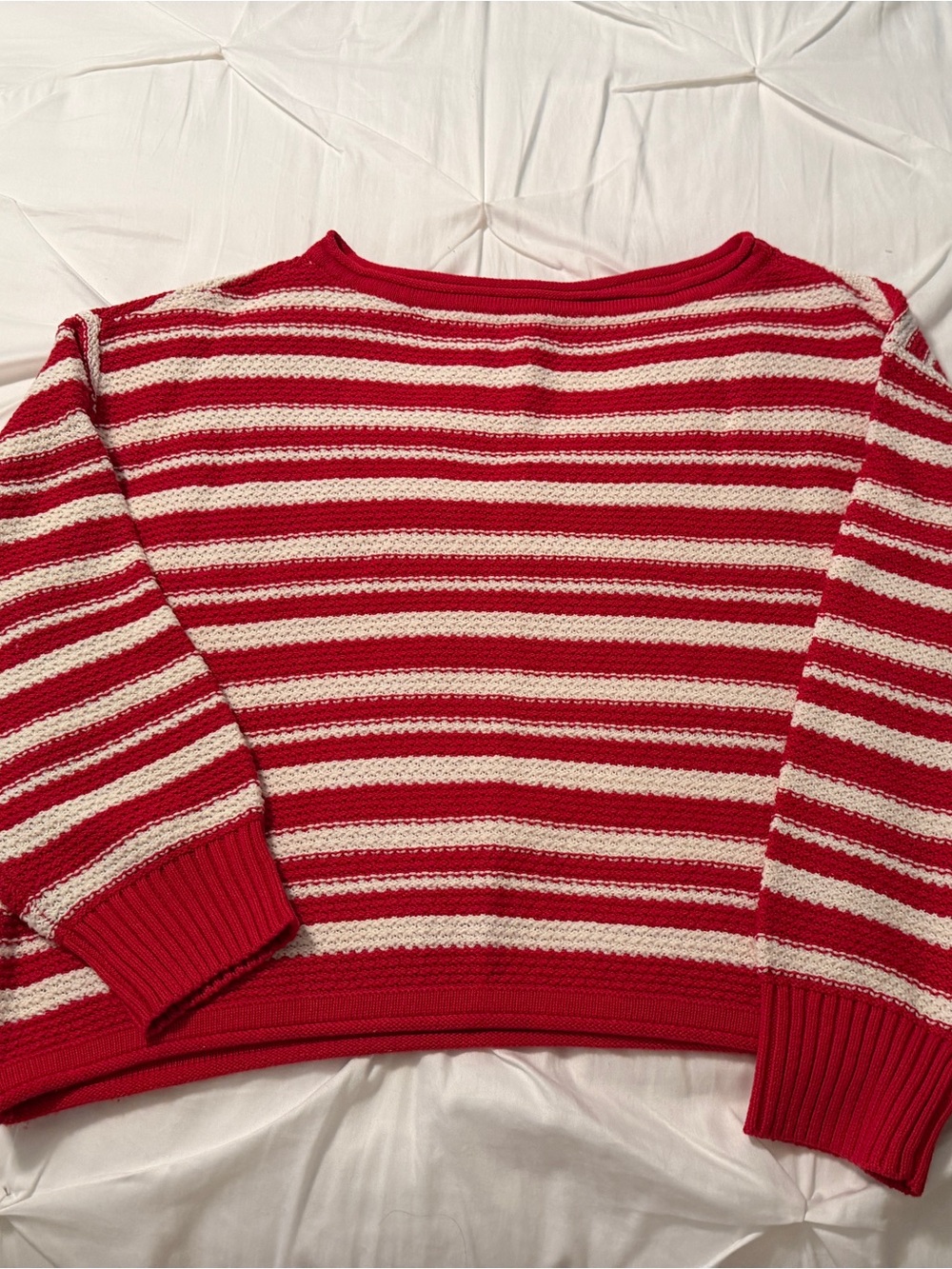 wild fable Red and Cream Striped Boatneck Sweater - XL